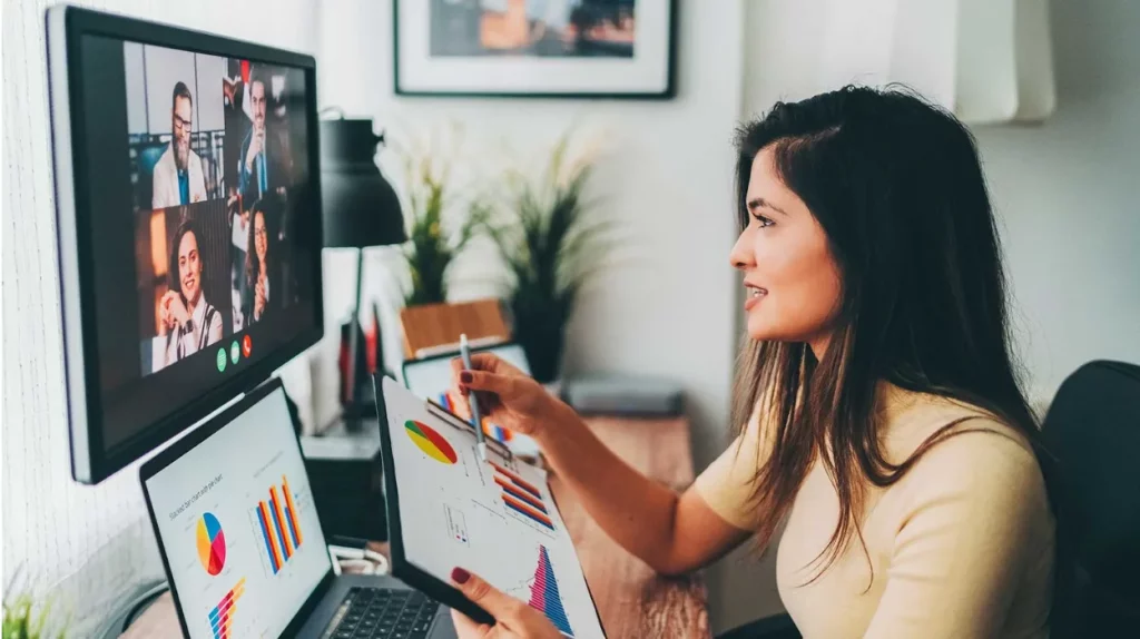 a girl during remote work