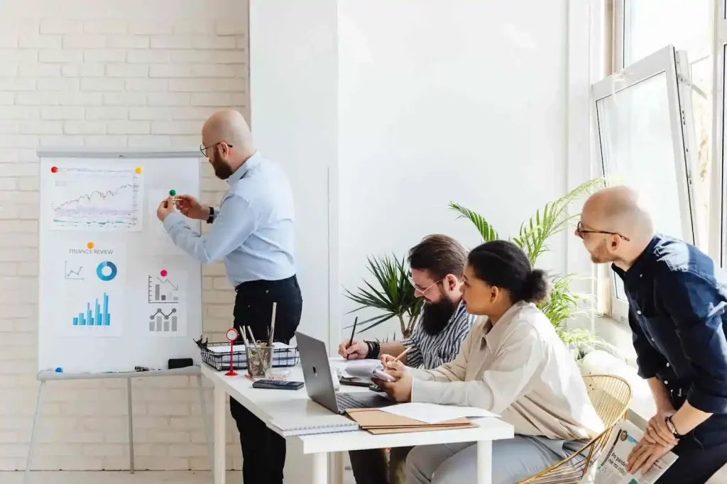 a man during business presentation at work